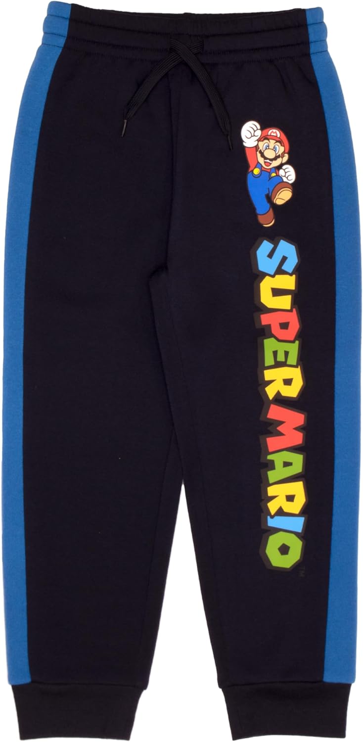 Nintendo Super Mario Video Game 3-Piece Set Boys Short Sleeve T-Shirt, Zip Up Hoodie, Jogger Pants 3-Pack Bundle Set (Size 14/16, Grey)