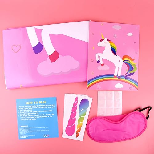 Miniatura 7 de Fepito Juego de fiesta de unicornio, ponle el cuerno al unicornio juego de fiesta de cumpleaños con 24 cuernos para decoraciones de fiesta de