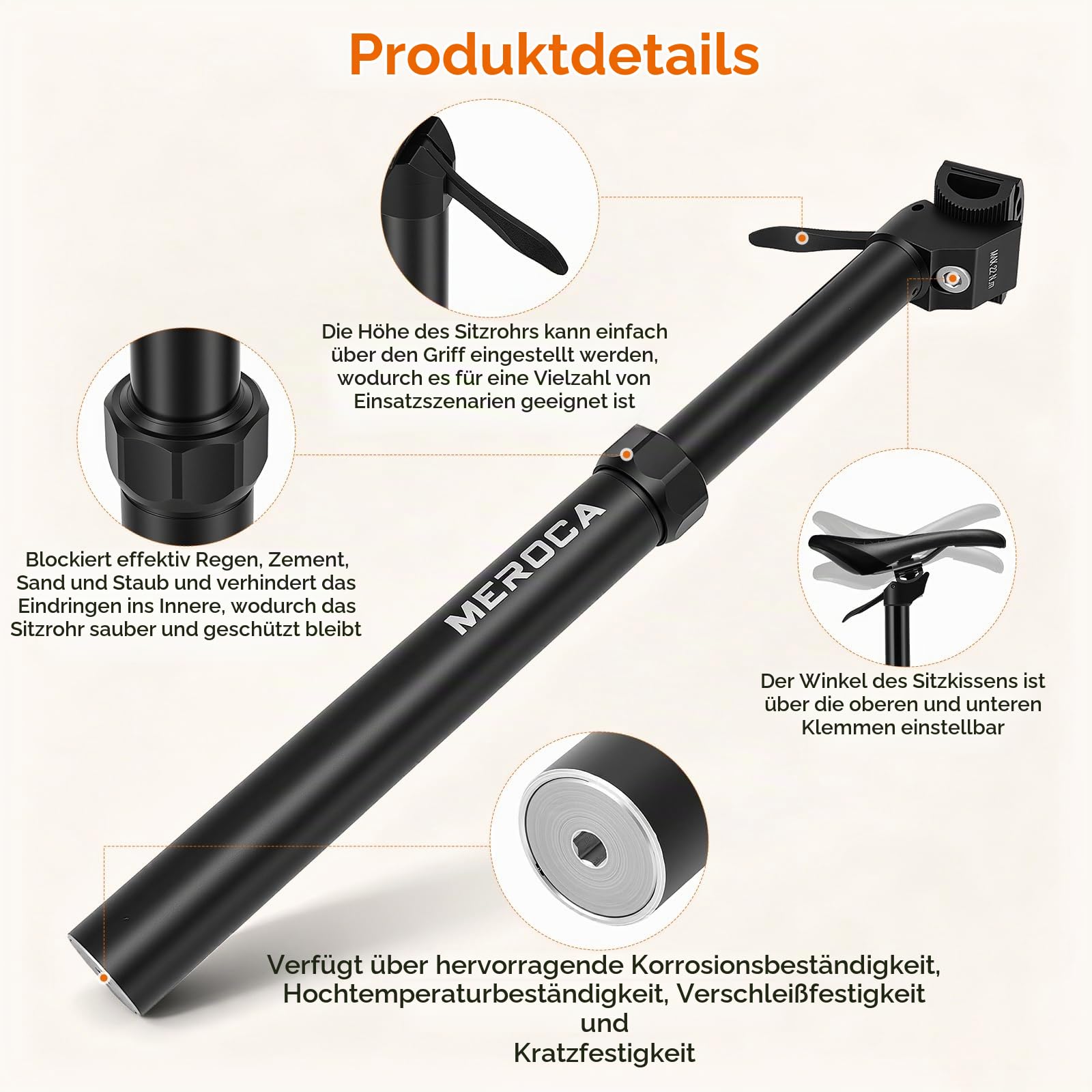 Hydraulische Dropper Sattelstütze Höhenverstellbar - Teleskopsattelstütze für Mountainbike MTB - 30,9mm / 31,6mm Rohrdurchmesser, Aluminiumlegierung, 400mm Gesamtlänge mit 100/125mm Hub