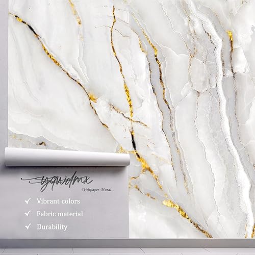Vista 3 de Papel tapiz de tela de mármol dorado con textura abstracta, mural para sala de estar, 180 x 115 pulgadas (no se puede despegar ni pegar)