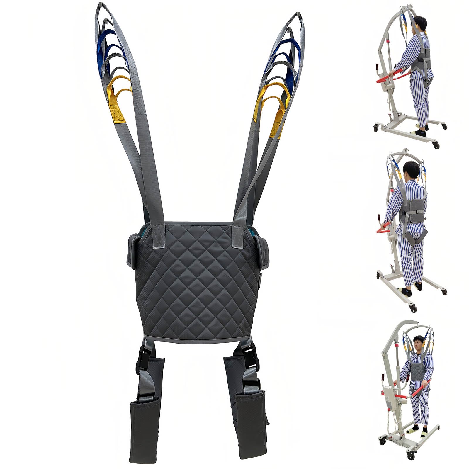 Imbracatura di sollevamento paziente per supporto a quattro punti, attrezzatura medica di sollevamento, cinghia di trasferimento completa del corpo, aiuti di sollevamento per ambulazione e allenamento