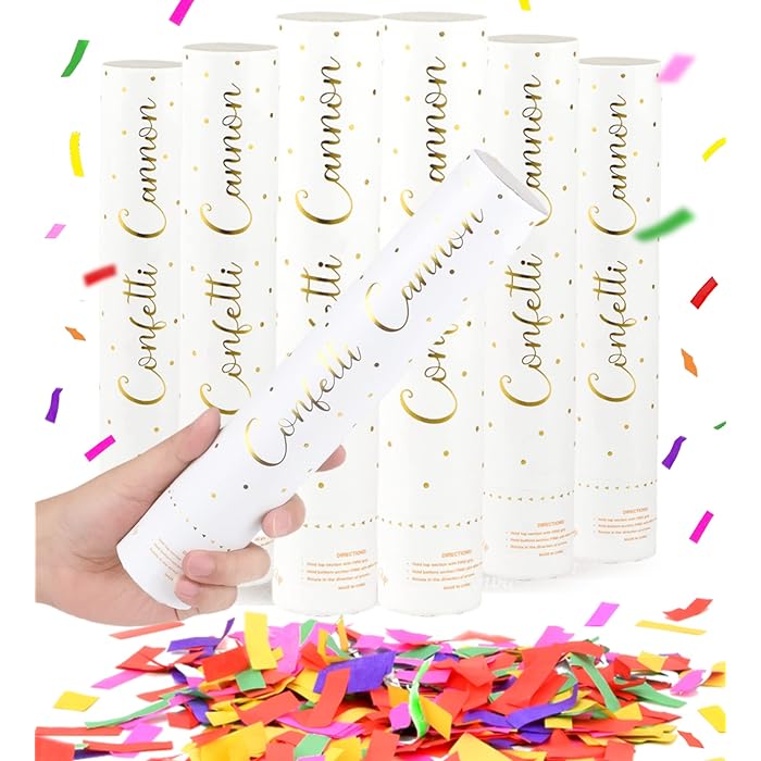 Buy Confetti Cannon Pack of 6 Poppers Multicolor Biodegradable
