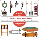 Crochets de garage de 4 po, paquet de 6 crochets muraux robustes pour suspendre, supports d'échelle pour montage mural de garage, crochets en acier en J, organisateurs et rangements d'outils pour tuyau de jardin (55 lbs)