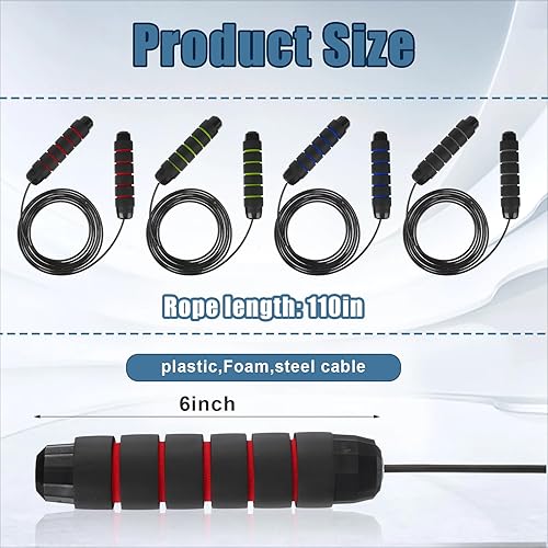 Miniatura 2 de 12 cuerdas de saltar con rodamientos de bolas, cuerda de salto de velocidad ajustable con asas de espuma para fitness, ejercicio, entrenamiento