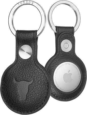 TORRO Leather Keyring/Keychain Compatible with AirTag Premium Leather Key Holder with Brushed Metal RingBlack