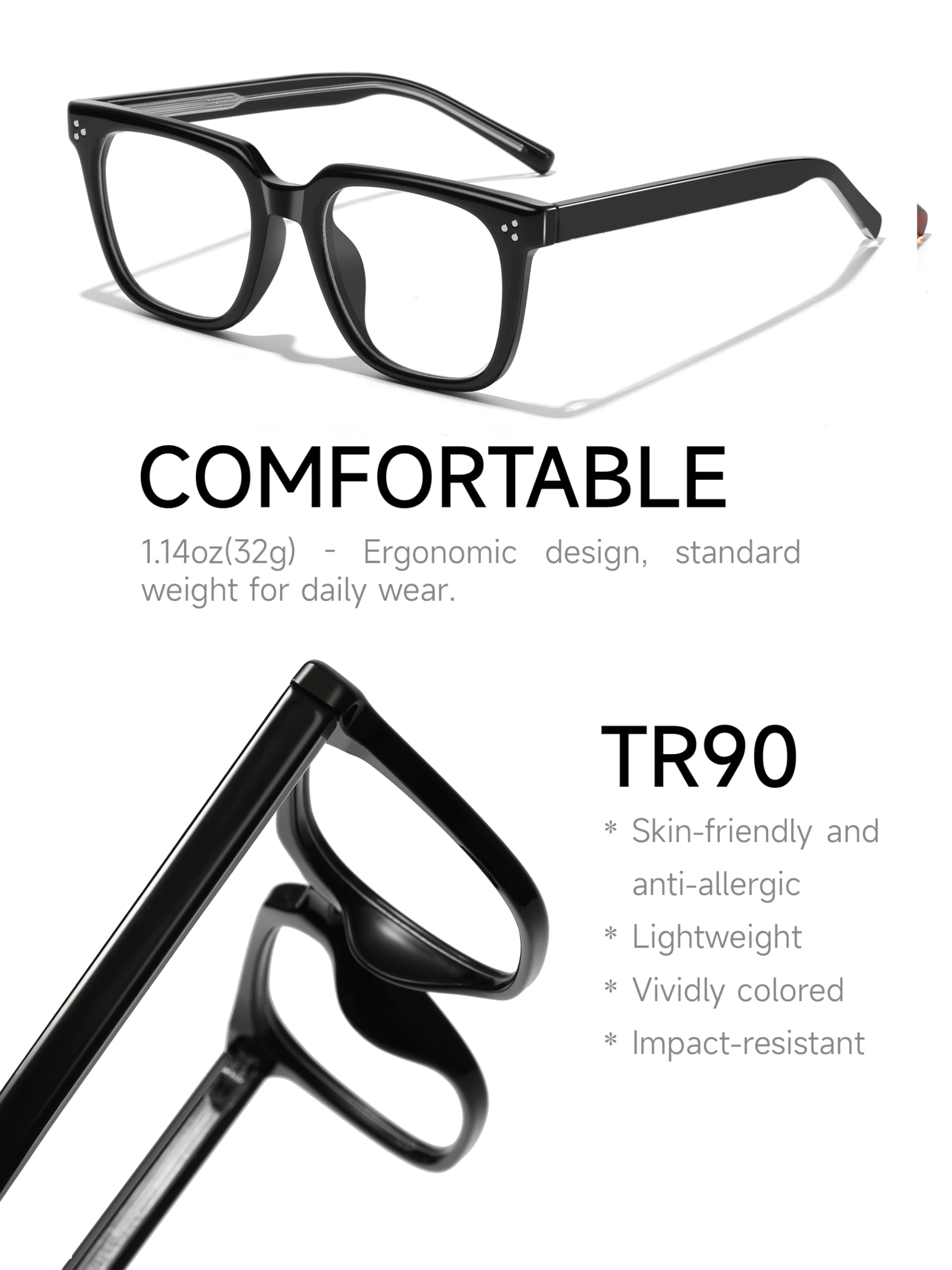 Gafas de luz azul grandes cuadradas para hombre y mujer, a la moda, reduce la fatiga ocular para TV, ordenador y juegos