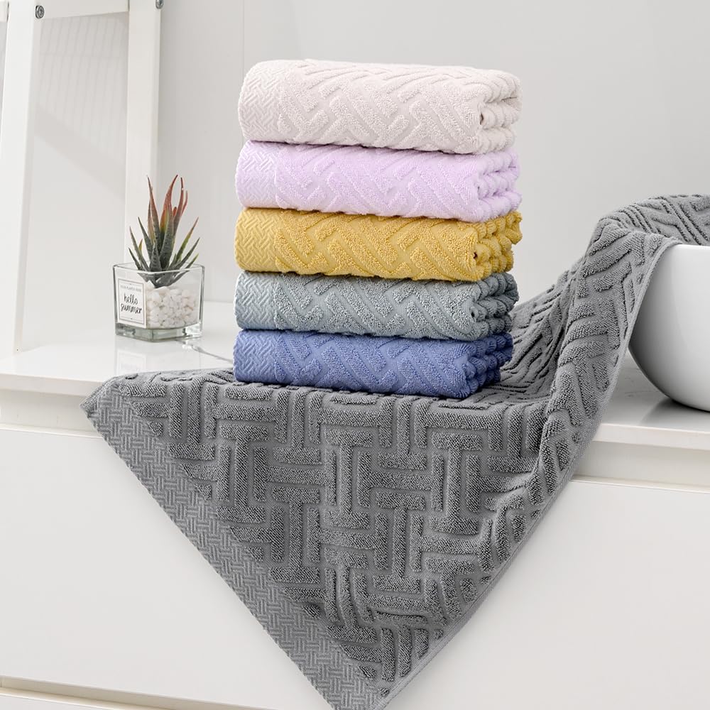 White Hand Towels Set of 2 Super Soft 100% Cotton T-Striped Pattern Decor Quickdry Absorbent Hand Towel for Bathroom Kitchen Hotel Spa Guestroom 13"x29" - Image 7