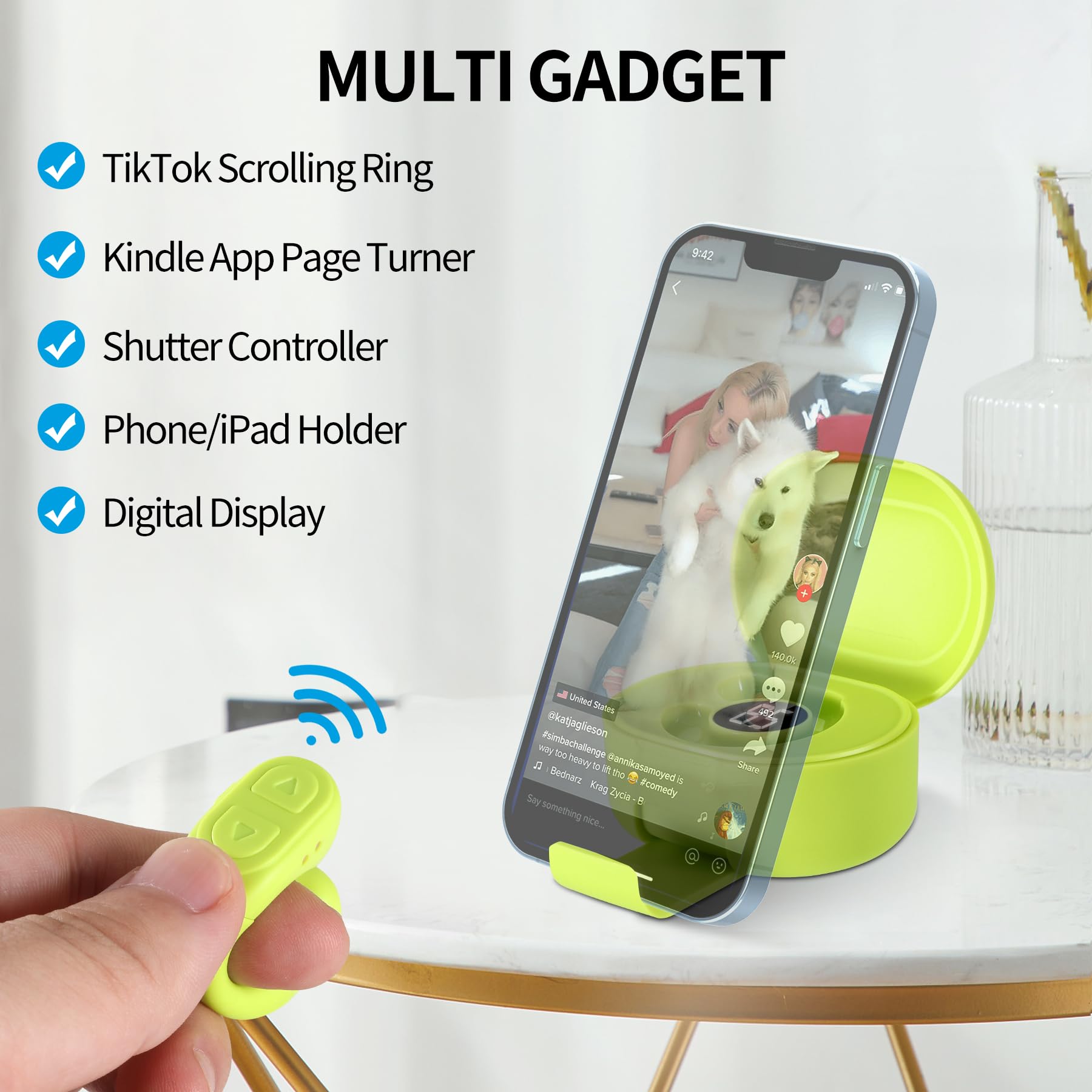 Télécommande Ring Finger Scroller,Bluetooth Remote Control Page Turner