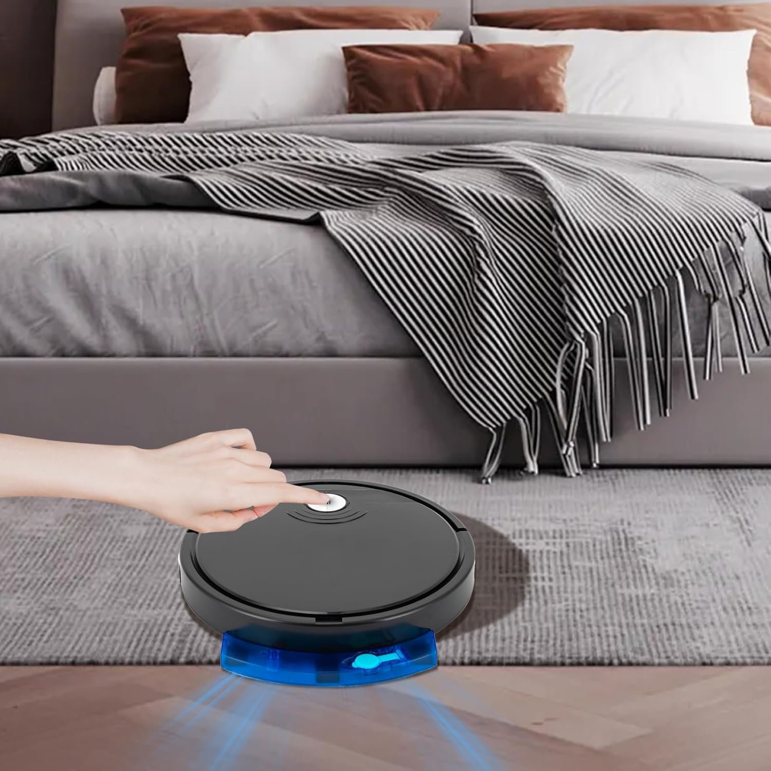Robot aspirador 3 en 1 con función de limpieza, 1800 Pa, potencia de succión con mando a distancia, 55 dB, robot aspirador con control por aplicación, barredora automática para pelo de animales