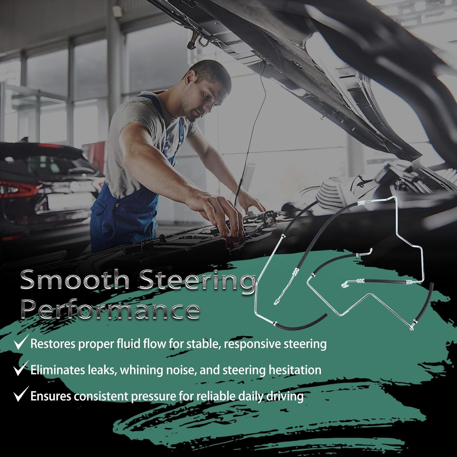 3PCS Power Steering Hose Kit Fit for Chevy Trailblazer EXT Envoy XL 9-7x 2002-2009 for Isuzu Ascender 2003-2008 for GMC Rainier CXL 2004-2007 Replace 15194364 92222 92378