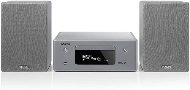 Denon CEOL-N10 Mini HiFi System with CD Player, Sound System for TV, Bluetooth, 2x Optical Input, Google Assistant / Siri / Alexa Compatible, Music Streaming, HEOS Multiroom - Grey, Ceol N-10GYE2GB