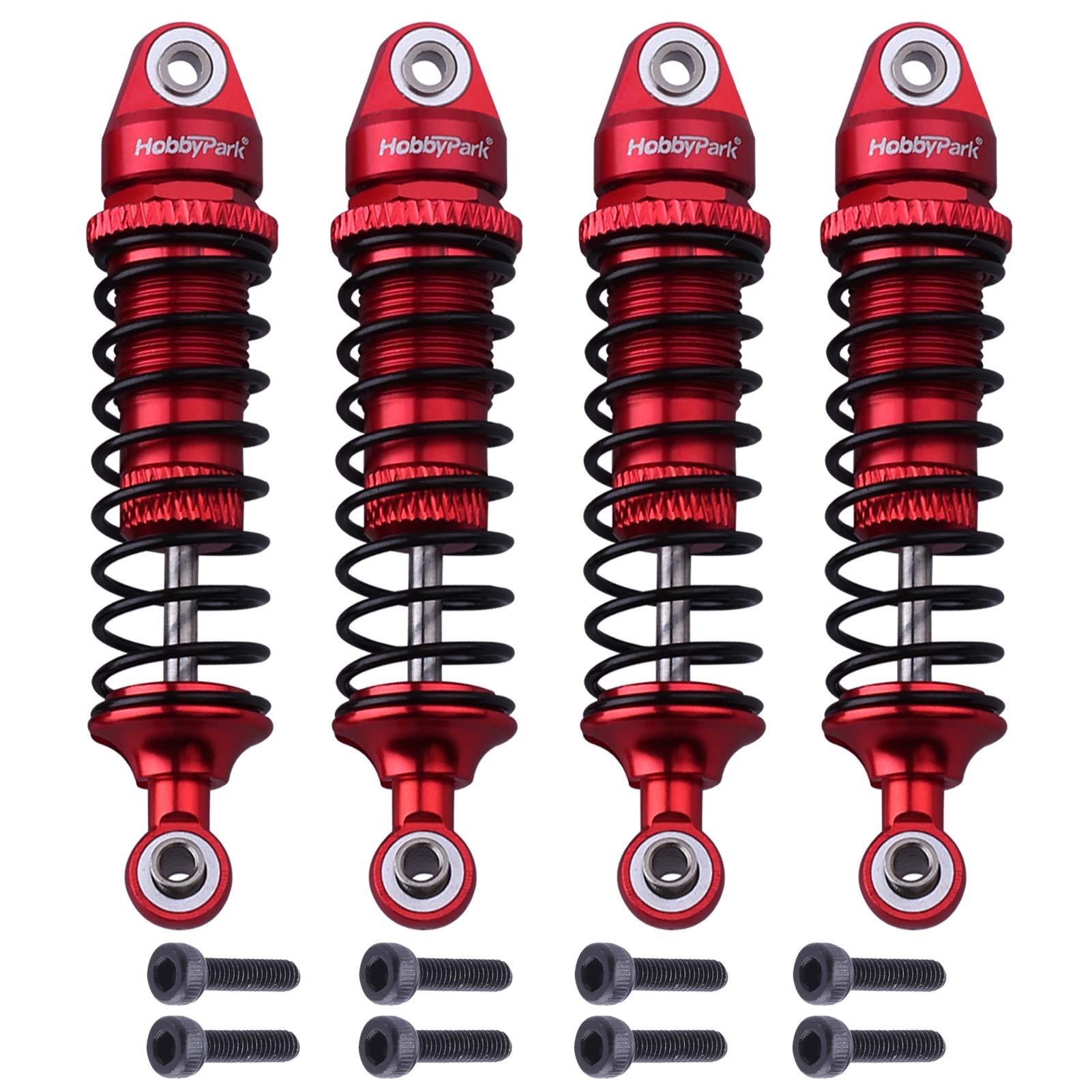 HobbyparkAluminum Shocks Absorber Assembled (Front & Rear) Full Metal Dampers for Traxxas 1/18 LaTrax Teton Desert Prerunner, Replace Parts 7660 7665(4-Pack) (Red)