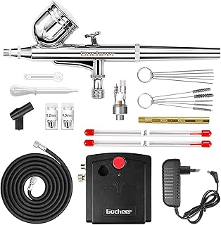 Airbrush Kit with Compressor Dual Action Mini Air Brush Kit Airbrush Gun Set with 0.2/0.3/0.5mm Nozzle Multi-Function Airbrush Gun Set for Painting Makeup Arts Nails Cake Decor Craft Model