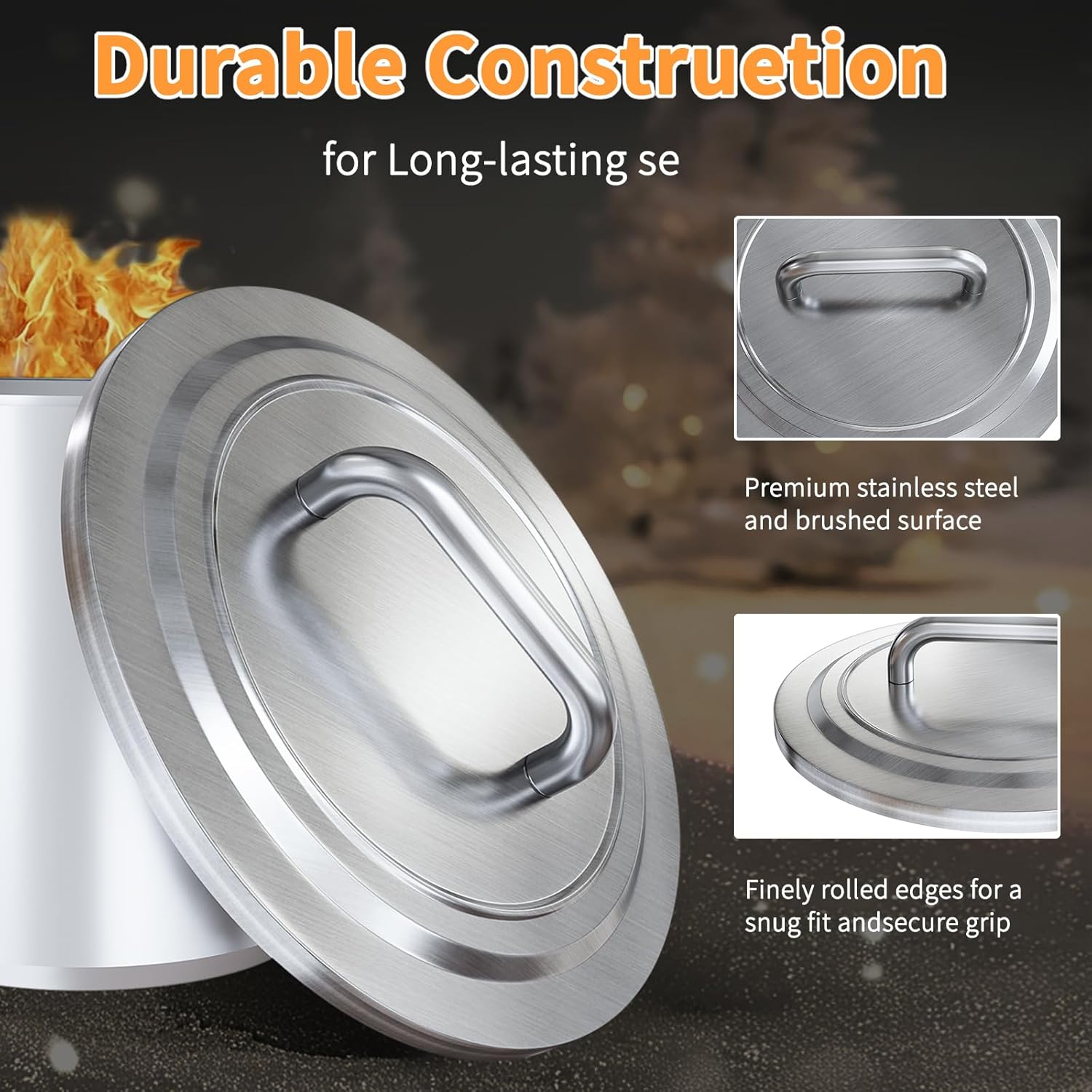 Fire Pit Lid for Solo Stove Bonfire 2.0, 304 Stainless Steel Fire Pits Round Lid, Camping for Solo Stove Accessories Bonfire Lid and Other 19.5" Outdoor Firepit