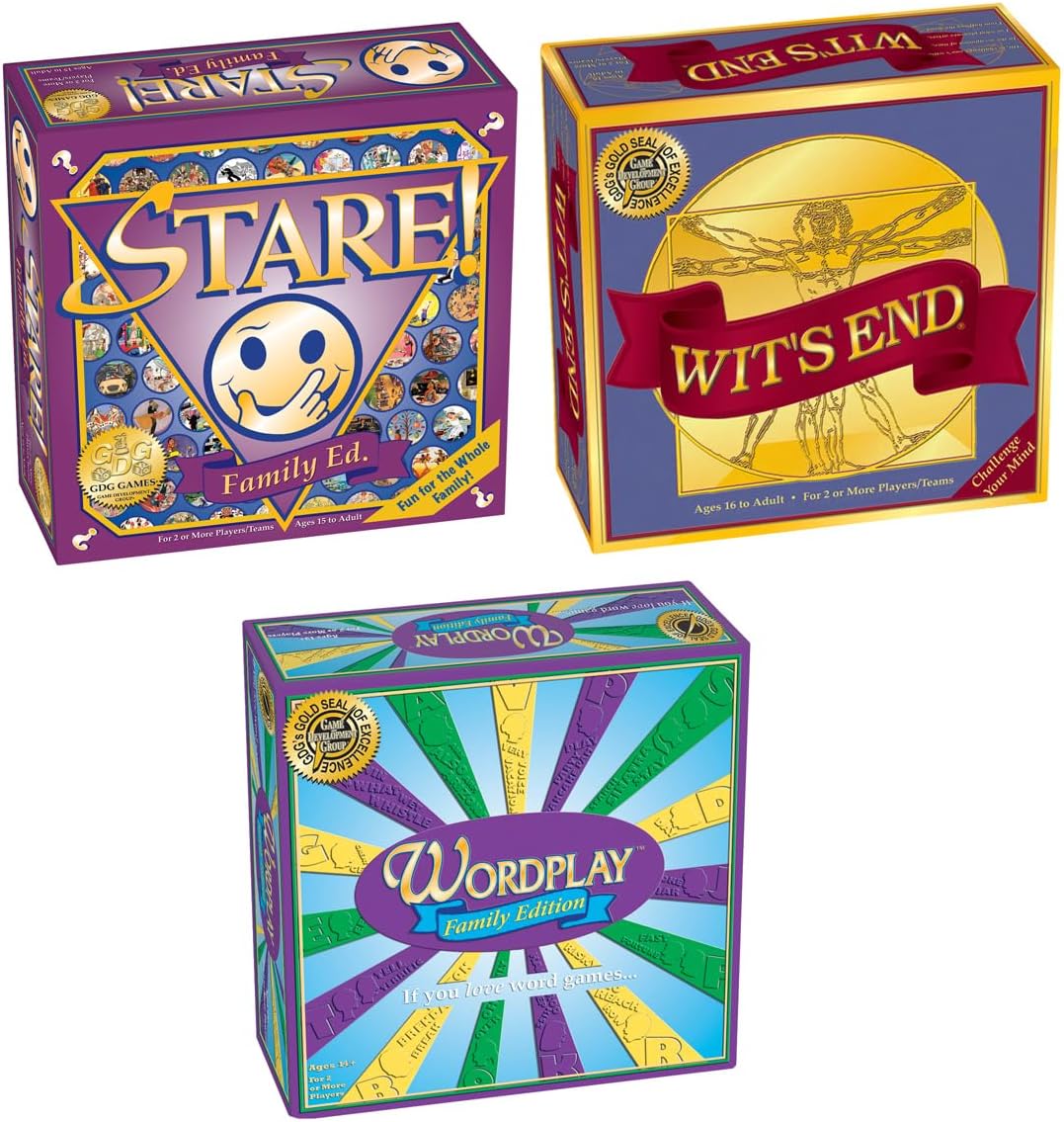 Stare + Wit's End + Wordplay = Triple Play Board Game Bundle for Adults and Game Night
