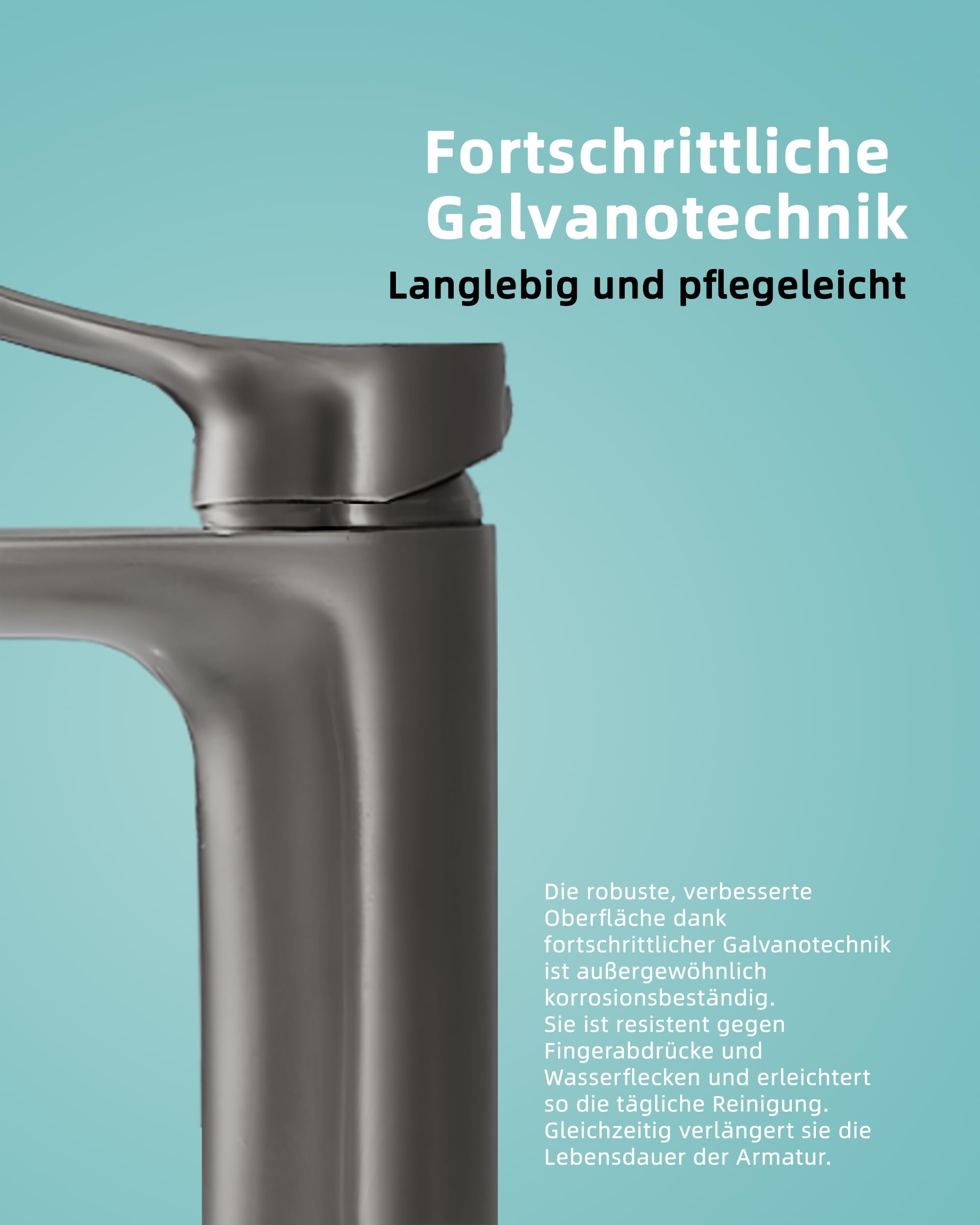 BELZ Wasserhahn Bad Messing, Einhebel Waschtischarmatur Gunmetal
