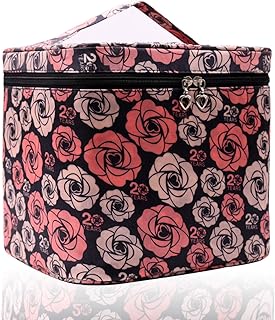 Make Up Bag,Borsa da Toilette Grande, Impermeabile Borsa Cosmetica,Beauty Case da Donna da Viaggio conManiglia ,Accesori da Viaggio-Nero (Color-A)