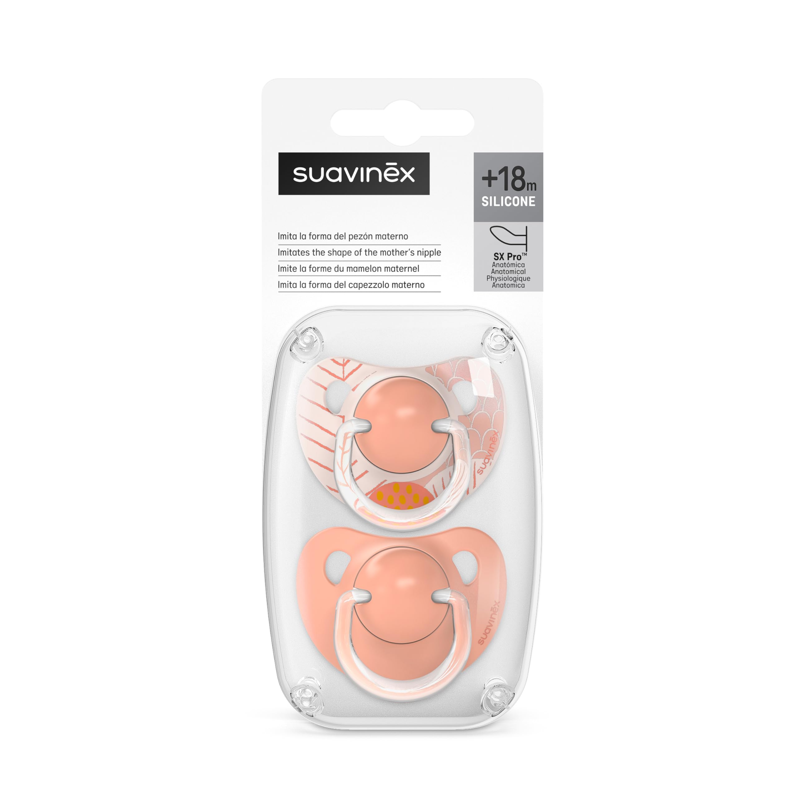 Suavinex, Pack de 2 Chupetes con Tetina Anatómica de Silicona SX Pro, para Bebés +18 Meses, Tetina más Plana y Flexible, Dreams Rosa — view 4