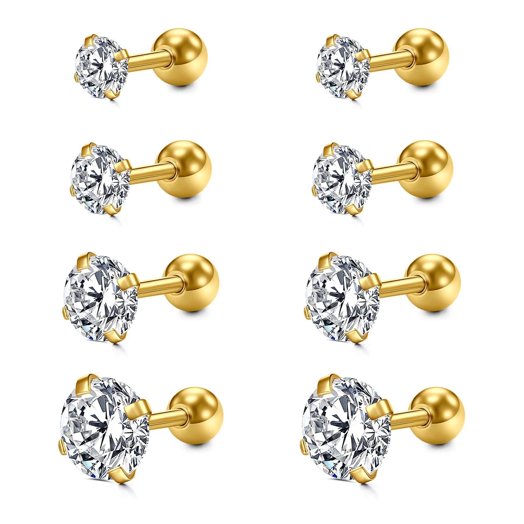 QSKISS 16G Flat Back Piercing Ohrs Push In Knorpelpiercing Kettenpiercing Ohr Für Frauen Edelstahl Hypoallergen Fadenloses Tragus Piercing