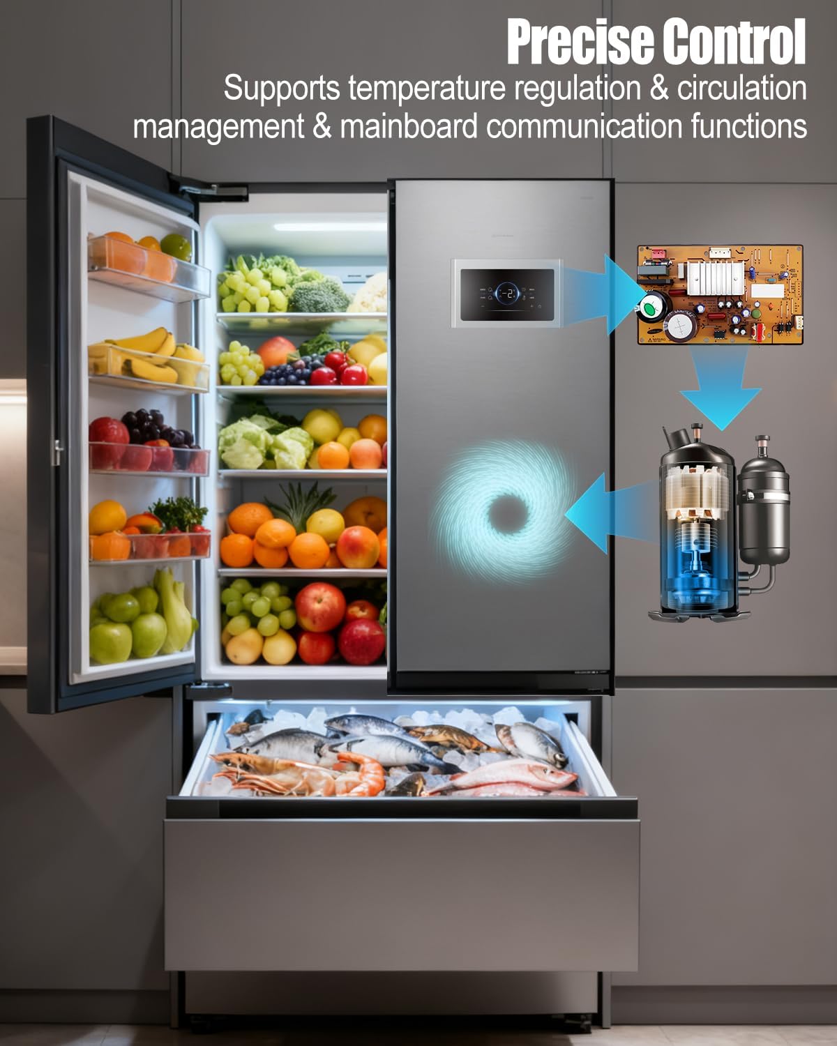 DA92-00483B Refrigerator Electronic Control Board Fit for Samsung Double-Door Multi-Door Refrigerators Inverter Replace 3969953 PS960407