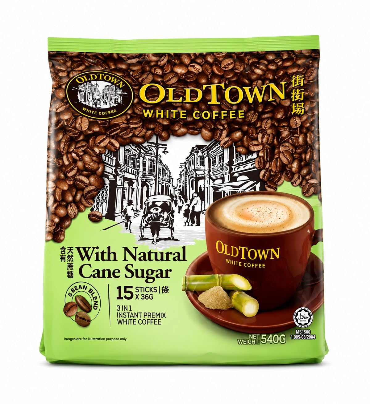 Old Town Coffee with Natural Cane Sugar 3 in 1 White Instant Premix, Rich & Creamy Malaysian Coffee Mix, 15 Sticks x 36g Pack (Imported) From Biteza-image-24