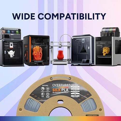 Vista 94 de OVERTURE Filamento de ácido poliláctico de seda, 1/16 de pulgada, acabado bicolor, suave y brillante, carrete 2.2 libras, para joyería de cosplay