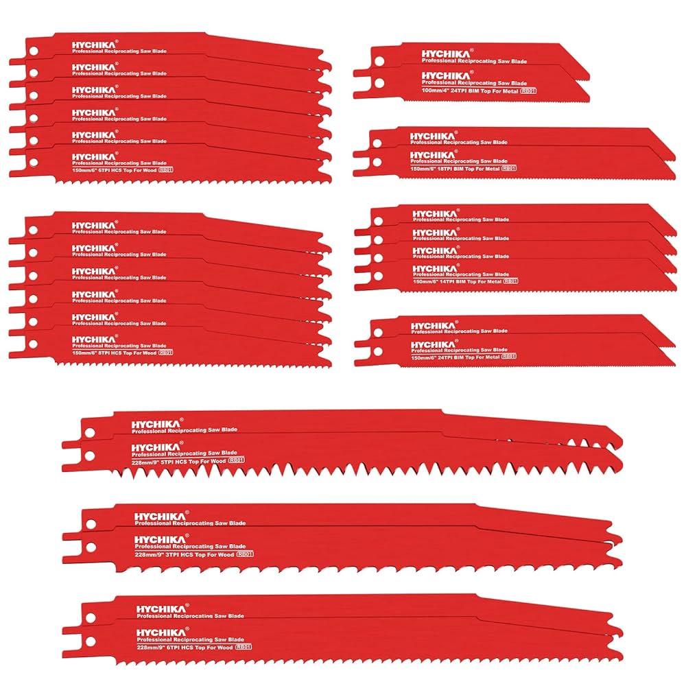 HYCHIKA 32-Piece Reciprocating Saw Blade Set Metal Wood