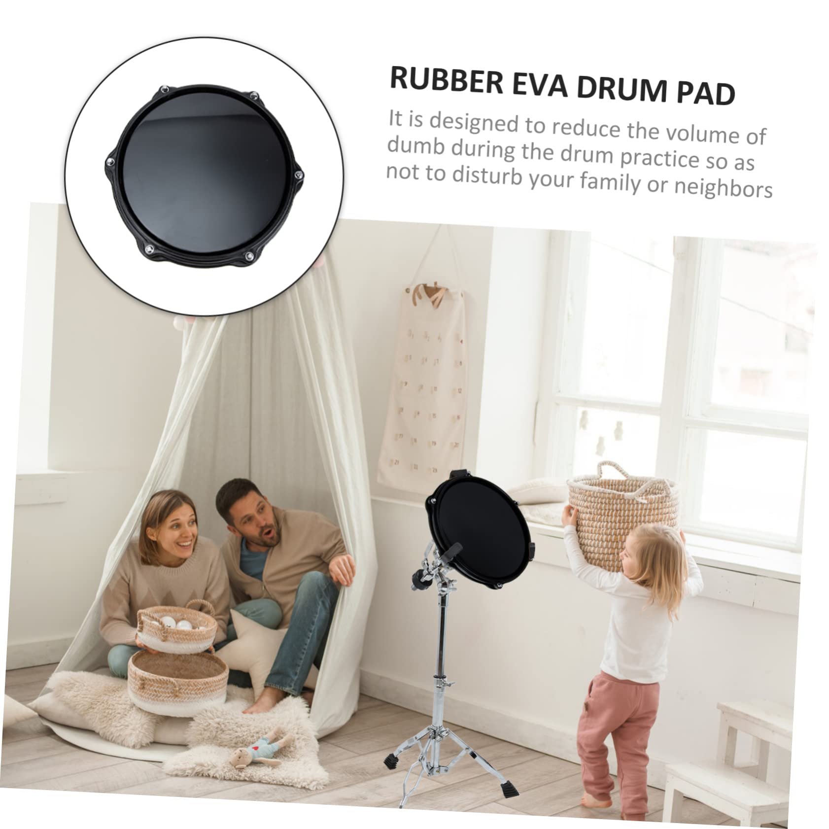 Pad para Practicar Batería de 10 Pulgadas Superficie de Goma, Silenciador Adecuado para Principiantes en Entrenamiento Musical