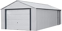 Vista 24 de Arrow Shed 12' x 10' Murryhill Garage Galvanized Steel Extra Tall Walls Prefabricated Shed Storage Building, 12' x 10', Flute Gray