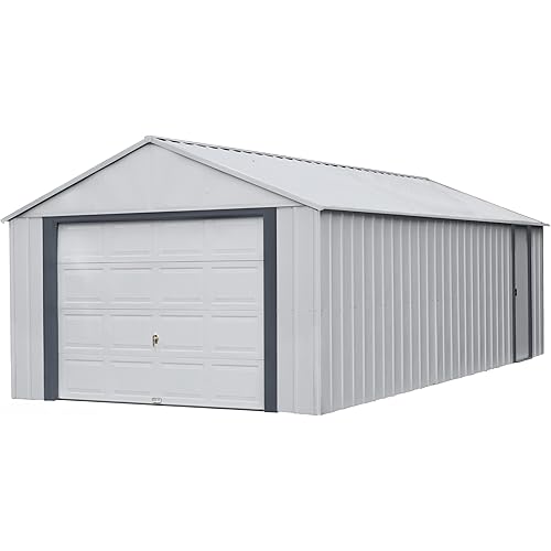 Arrow Shed 14' x 21' Murryhill Garage Galvanized Steel Extra Tall Walls Prefabricated Shed Storage Building, 14' x 21', Flute Gray