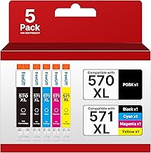 NewLift PGI-570 CLI-571 XL Compatible Printer Cartridges for Canon PGI 570XL CLI 571XL Multipack for Canon Pixma TS5050 TS5055 MG5750 MG5753 MG6852 TS6050 TS5053 (PGBK Black Cyan Yellow Magenta, Pack