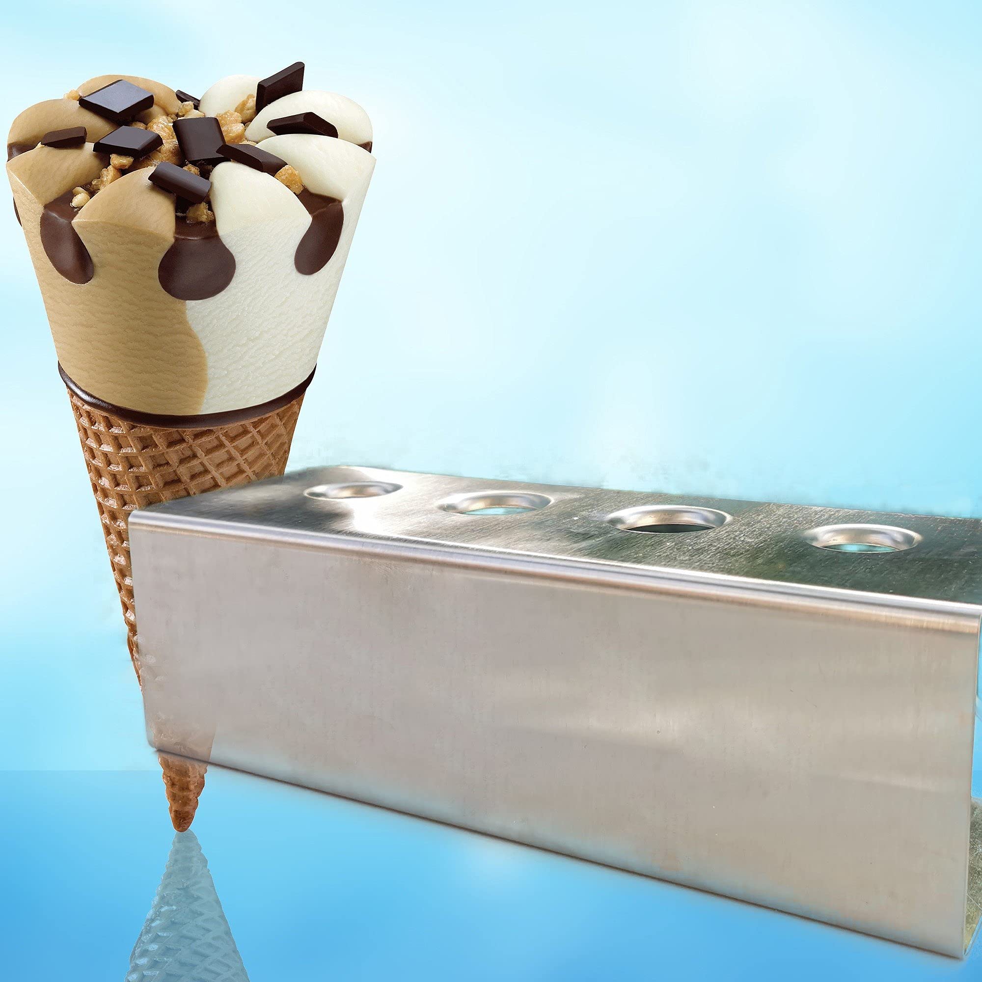 Acier inoxydable – Cornet de glace gaufre gaufré support de glace avec 4 trous 2 x 26 mm, 2 x 31 mm,