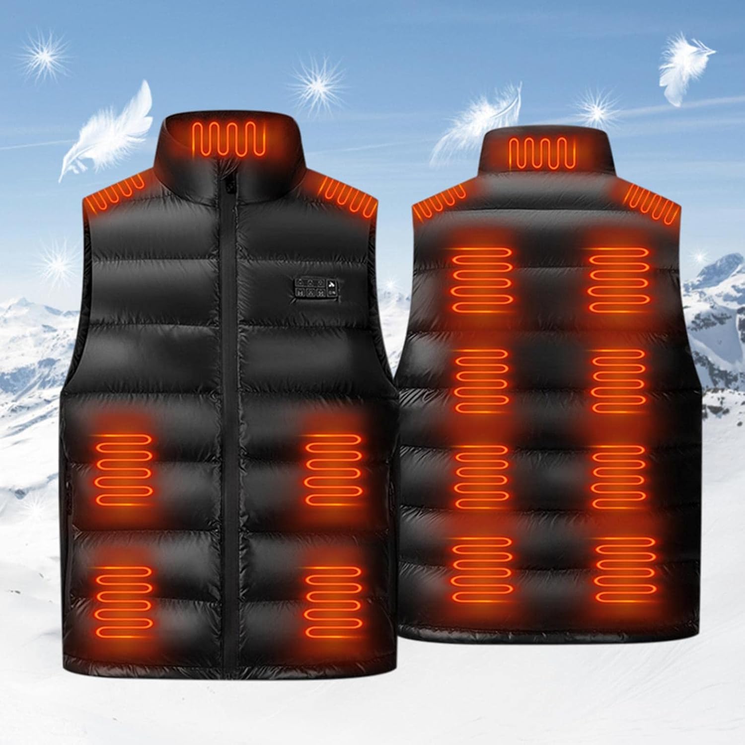 Gufayue 電熱ベスト ヒーターベスト 電熱ジャケット メンズ ヒートベスト USB式給電 3段温度調整 洗える ダウン 急速発
