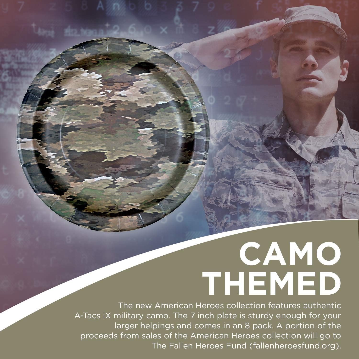 Havercamp US Army Military Paper Plates – Authentic Camouflage Pattern Party Plates Set for Army, Military, Hunting, Camping & Birthday Party Supplies – 8 Paper Plates Pack 7” Round : Home & Kitchen