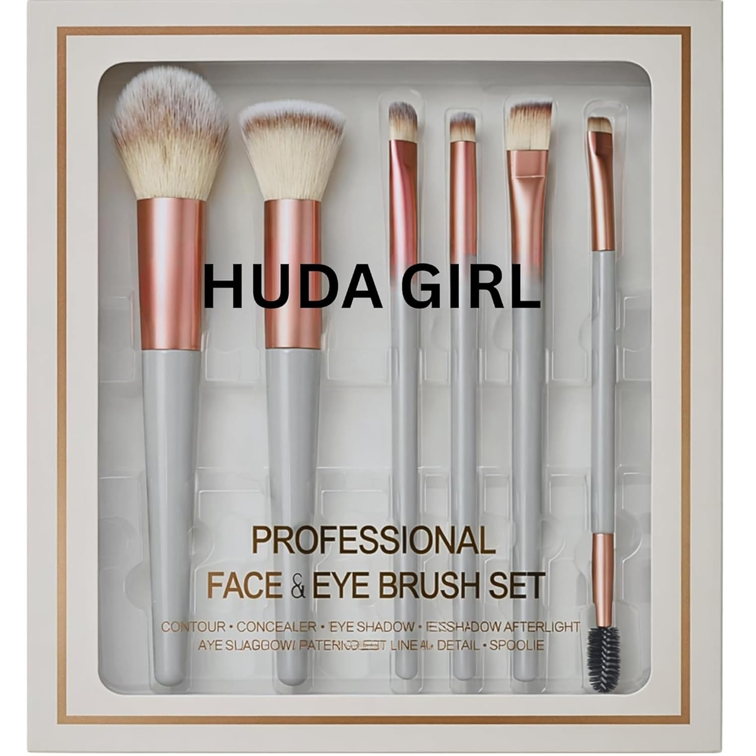 Premium Makeup Brush Set, Professional Beauty Makeup Brushes for Eye & Face (Pack of 6), Bronze
