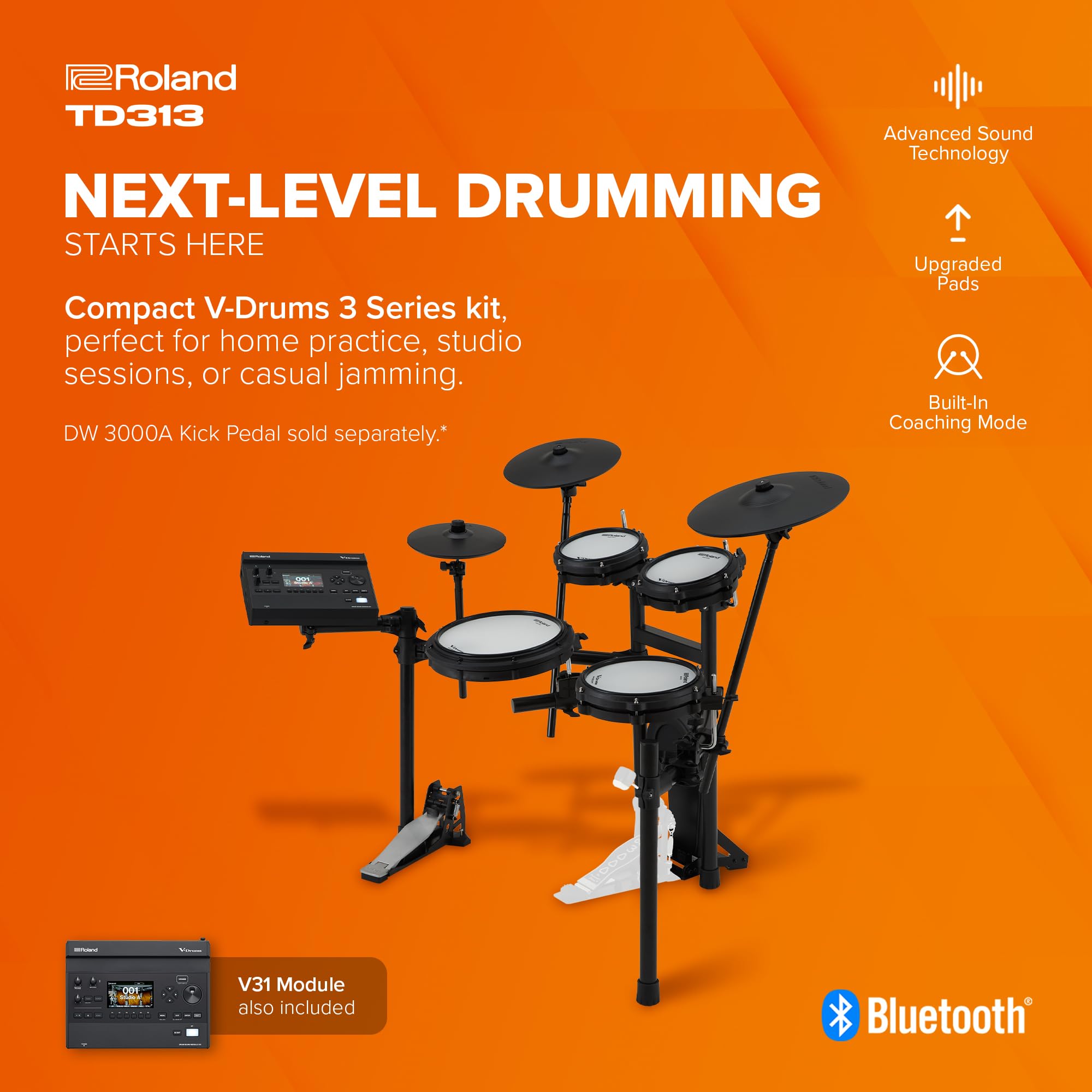 Amazon.com: Roland TD313 V-Drums | Compact 3 Series V-Drum Kit