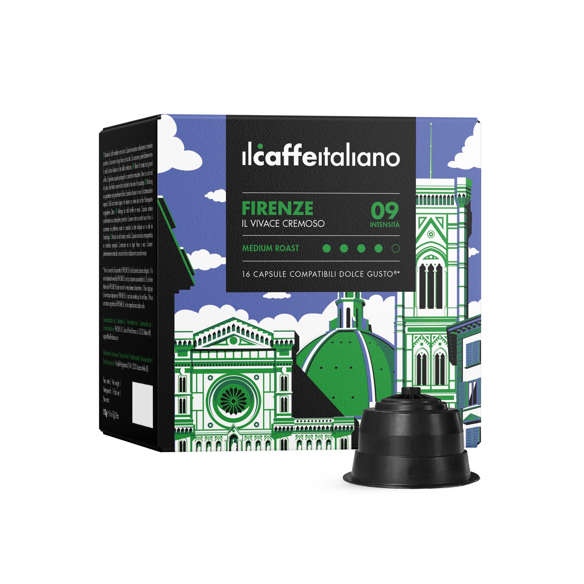 Dolce Gusto, 96 kapsułek do kawy z Dolce Gusto skombpatible - Il Caffè Italiano - mieszanka Firenze, intensywność 9