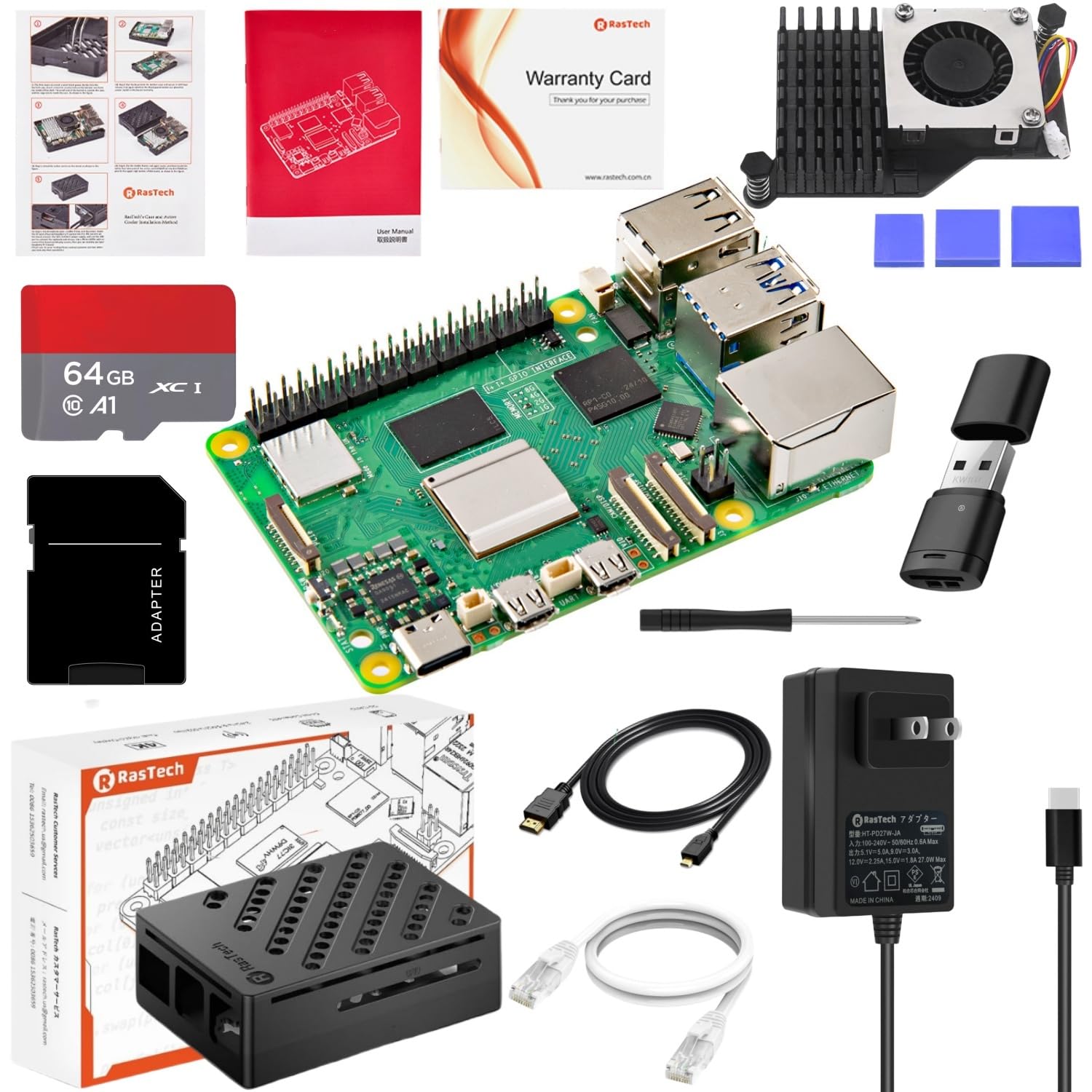 Amazon.co.jp: RasTech for Raspberry Pi5 8GB Kit 技適済み