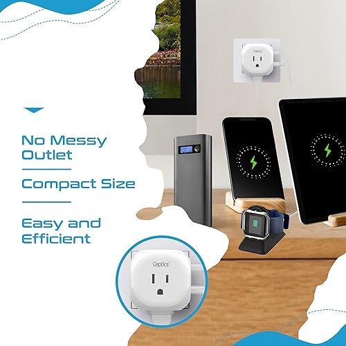 Vista 5 de Ceptics Israel, Palestine Travel Plug Adapter - Tipo H - 5 entradas con 20W PD-QC 3.1A Dual USB-C y USB - Peso ligero - Perfecto para teléfonos