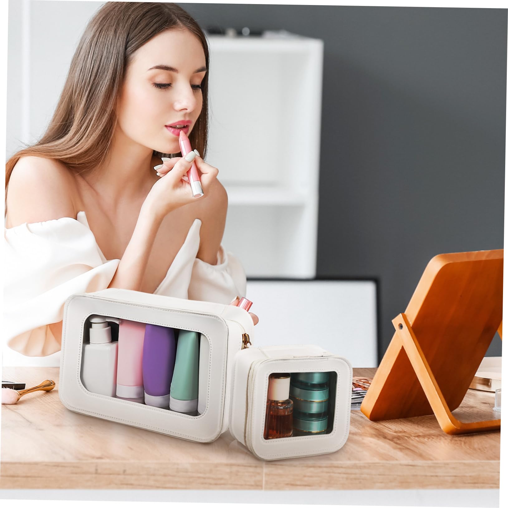 LIFKOME Borsa Cosmetica in Pvc Trasparente con Chiusura Zip per Donne da Viaggio