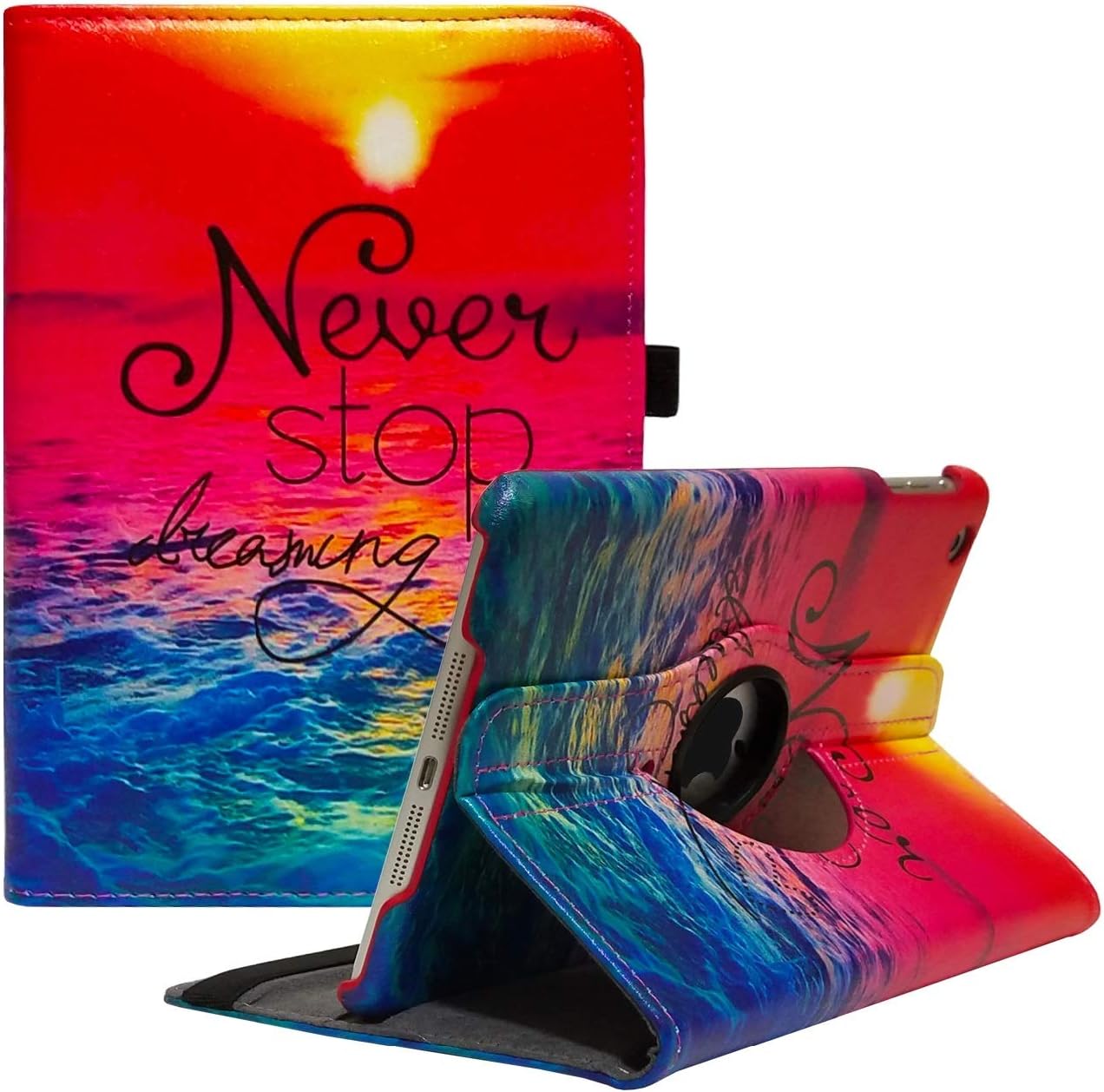 CenYouful iPad Mini Case Fit iPad Mini 3 case/ipad Mini 2 case/ipad Mini 1 case - 360 Degree Rotating Stand Case Cover with Auto Wake/Sleep Compatible with Apple iPad Mini 1/2/3 case (Sunrise)