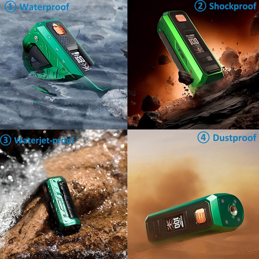 Vaporesso Armour Ultra Mod 100W 5500mAh built in Battery Boost/Pulse/ECO/TC Mode 510 Thread Water Proof E Cigarette Box (Negro obsidiana)