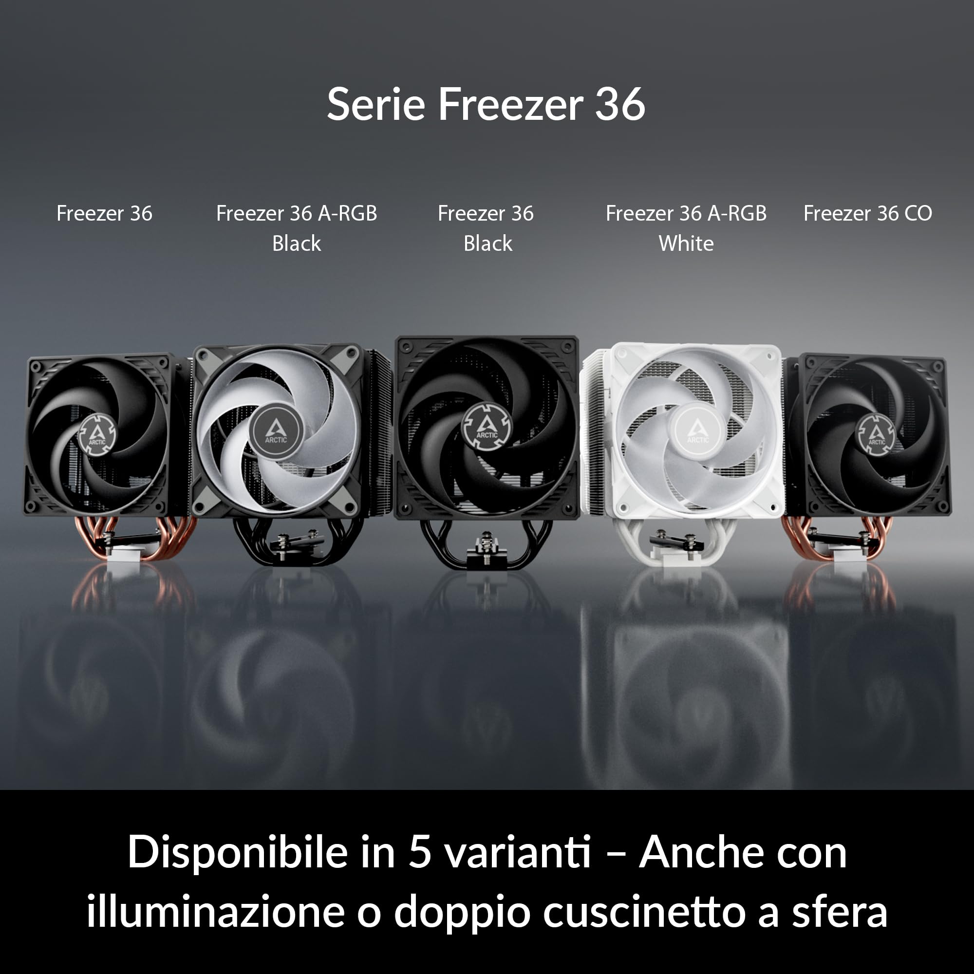 ARCTIC Freezer 36 - Dissipatore CPU a torre singola con push-pull, due ventole P da 120 mm ottimizzate per la pressione, cuscinetto fluidodinamico, 200-1800 rpm, 4 heatpipes, incl. pasta termica MX-6