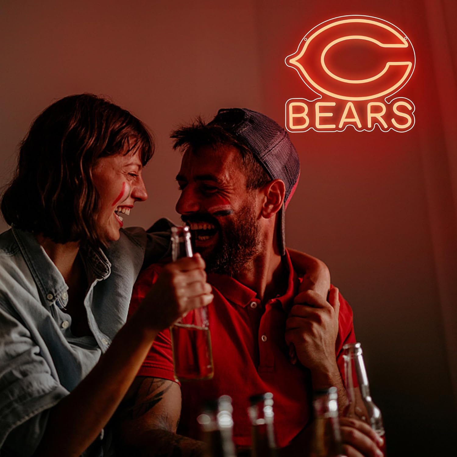 Football Neon Sign for Wall Decor Football Team Neon Light for Man Cave Birthday Gifts for Rugby Fans Dimmable Orange Led Light Up Sign for Party Club Bar Dorm Size12.2 * 13.5In(ZYLD115) - Image 5