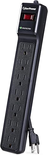 Miniatura 2 de CyberPower CSB7012 - Protector de sobretensiones esencial, 1500J125V, 15A, 7 tomas, cable de alimentación de 12 pies, negro, certificación UL