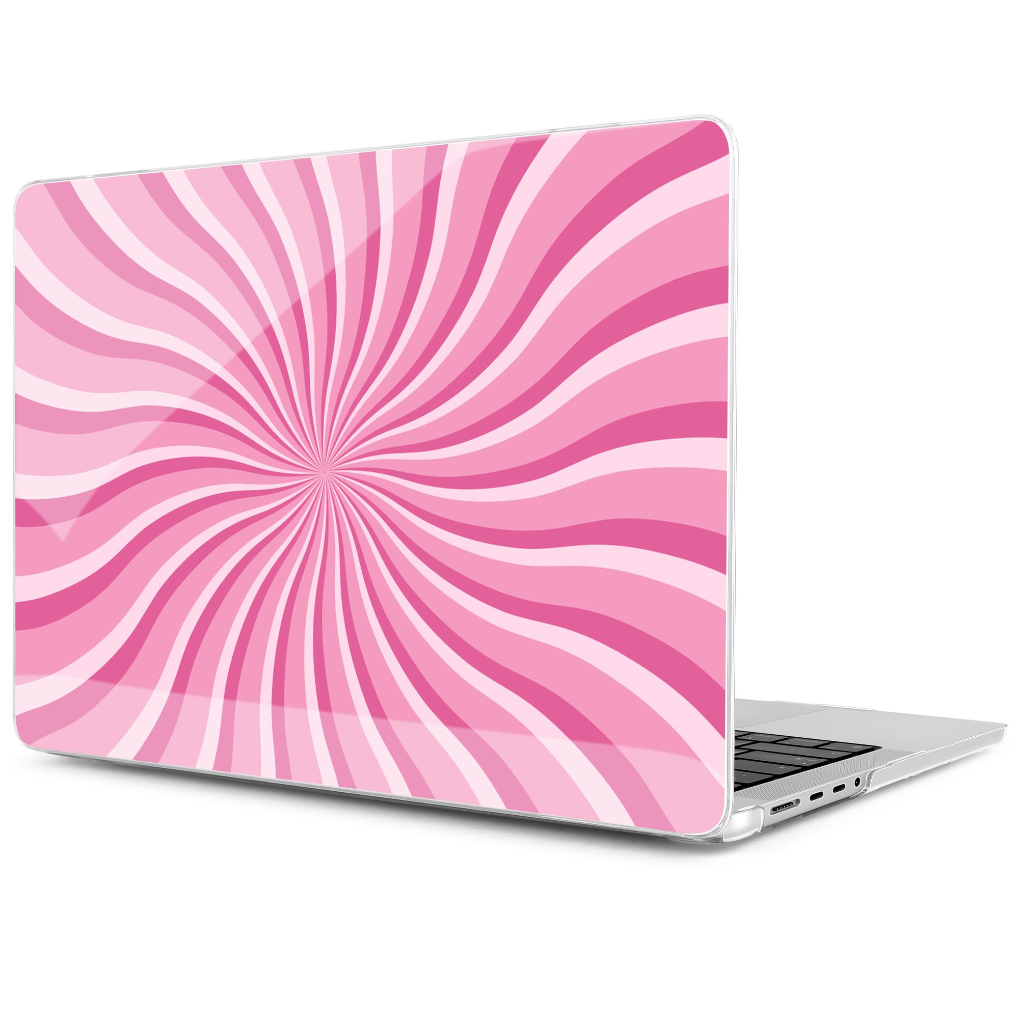MEEgoodo Case for MacBook Pro 16 inch 2026 2024 2023 2021,Laptop Shell Compatible with M5 M4 M3 M2 M1 Pro/Max Chip, Fit Model A3429/A3428/A3403/A3186/A2991/A2780/A2485, Pink &amp; White Swirl