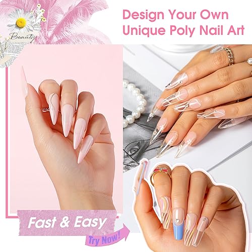 Miniatura 4 de Rosalind Gel de extensión de polietileno rosa y transparente suave para uñas, paquete de 2 unidades de 1 onza1.0 fl oz rosa claro y transparente