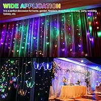Vista 3 de Lainin Luces de Cortina LED de 13 Pies con 96 LED Alimentadas por USB, 16 Mariposas, Luces Centelleantes, 8 Modos, Luces de Cadena de Hadas