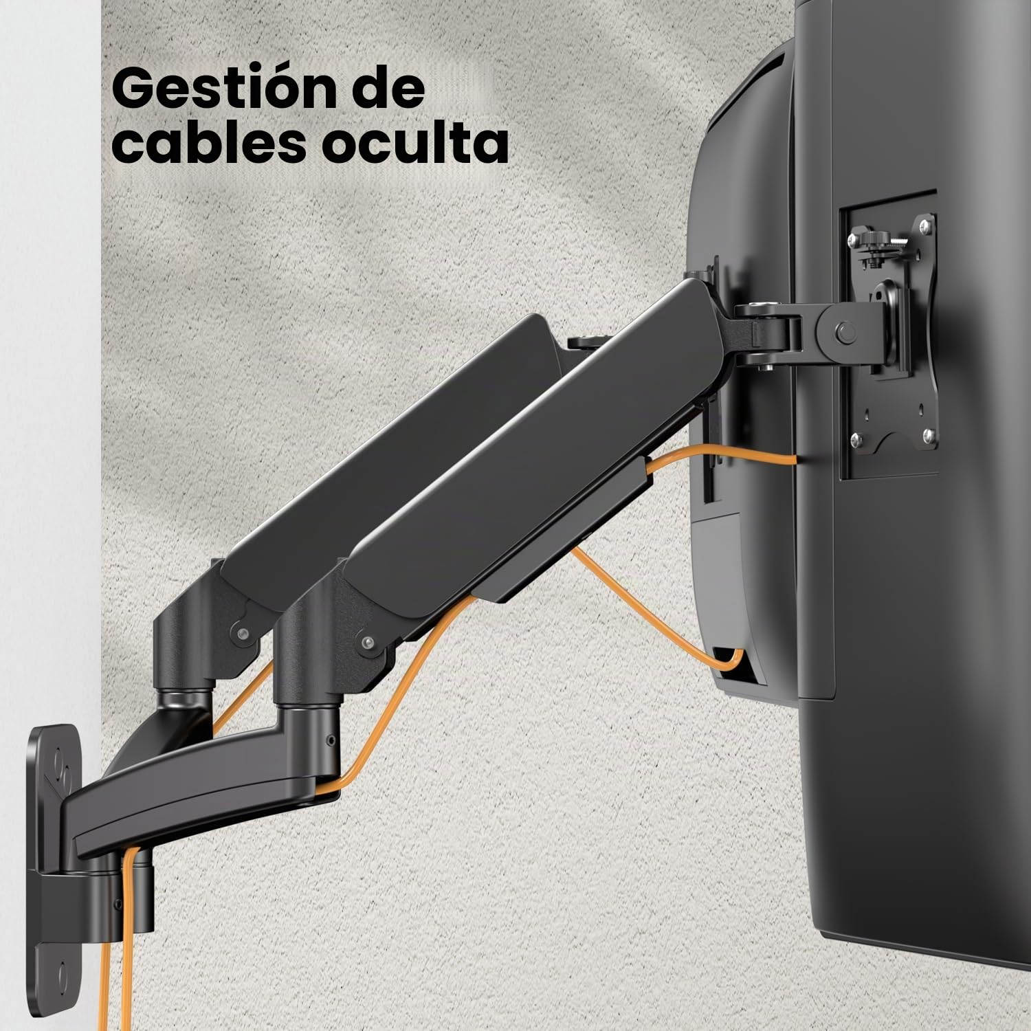 Soporte de Pared para 2 Monitores 17-32 Pulgadas, 9 kg/Brazo, VESA 75x75/100x100, Ajustable en Altura