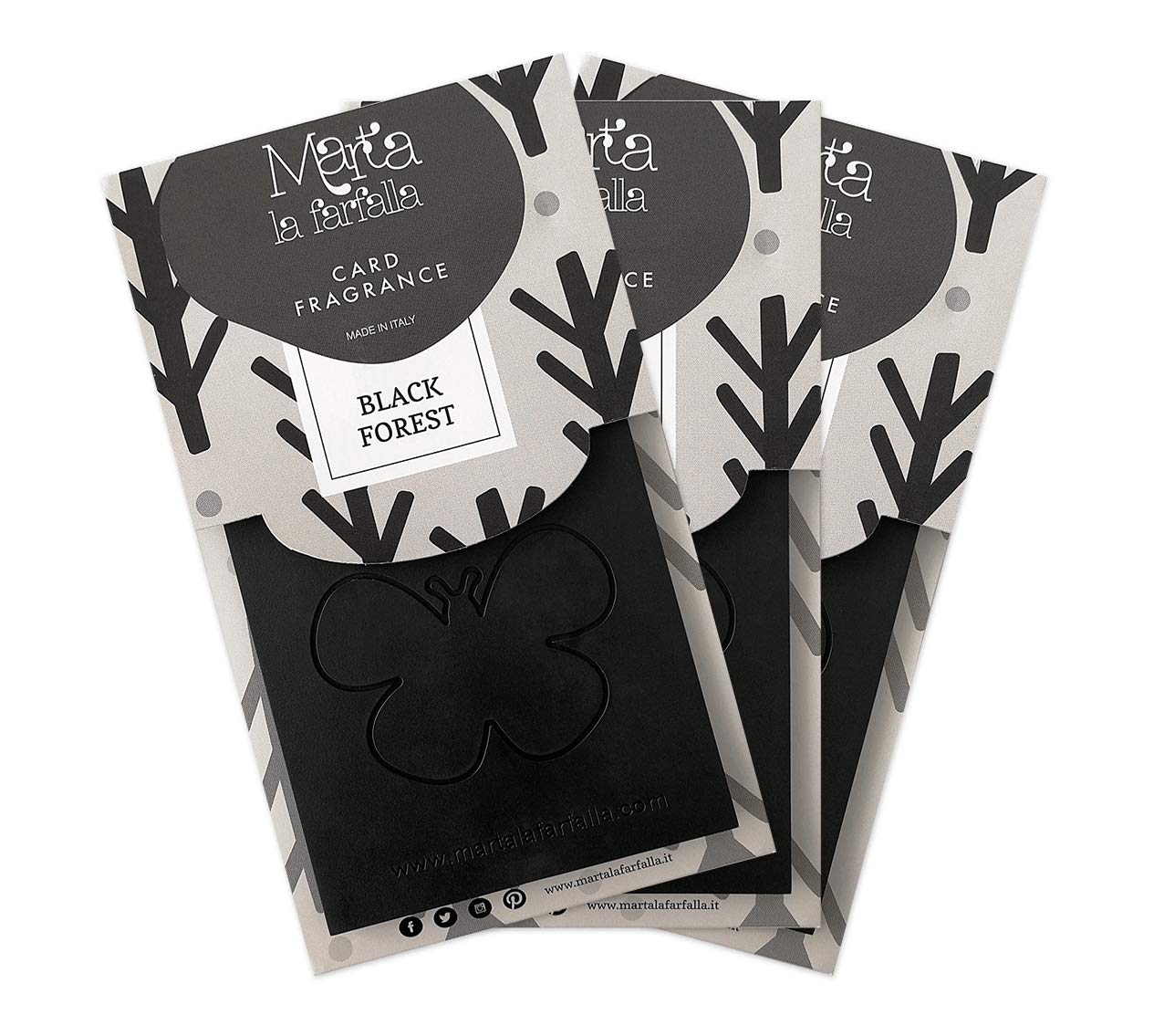 Marta La Farfalla Tessere profumate appendibili per armadi e cassetti Kit da 3pz profumazione Maschile Black Forest
